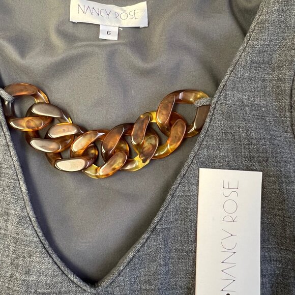 NWT Nancy Rose Chain Neck Aline Pleated Shift Dress With Pockets Size 6 - Picture 6 of 6